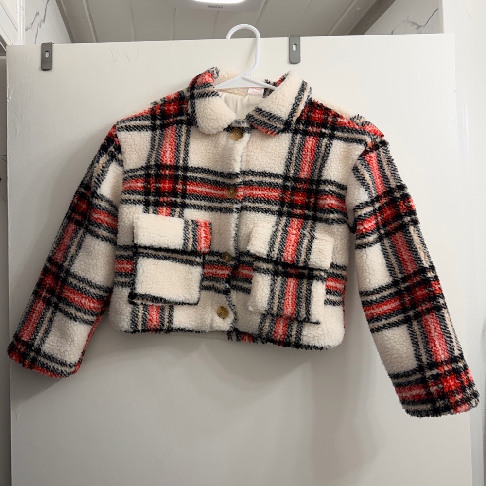 Fabkids Plaid Puffer Jacket - Red, Black, and White